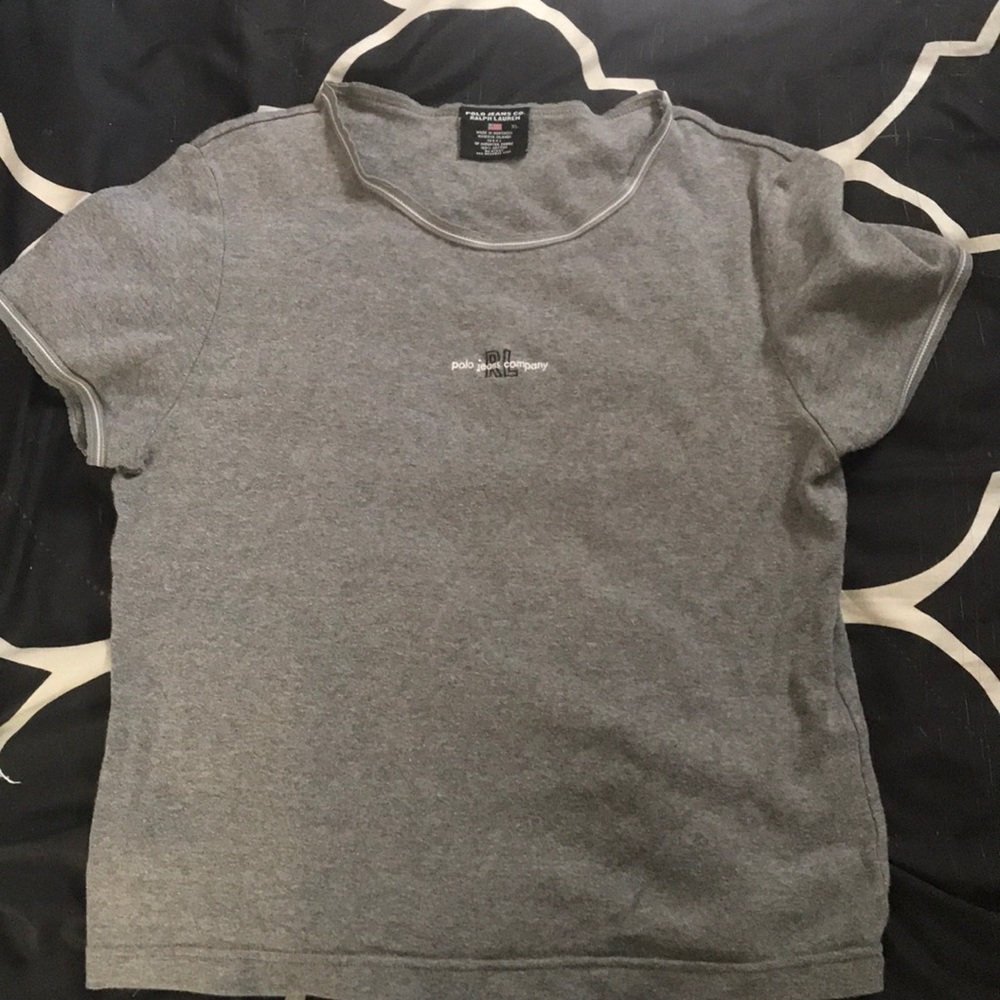*VINTAGE* Grey Polo Fitted Crop Top